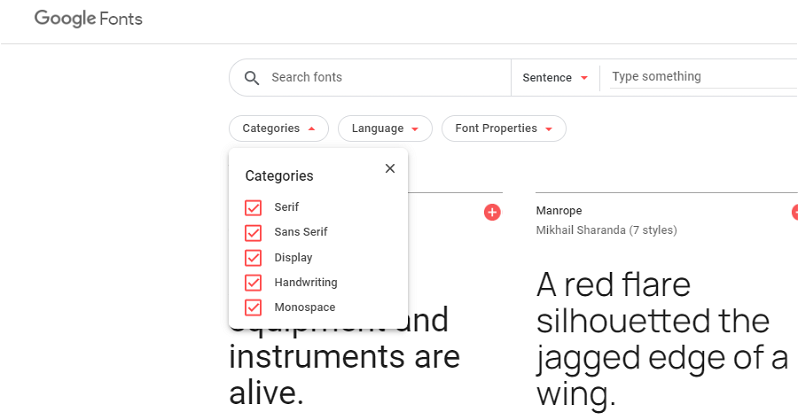 Catálogo de Google Fonts