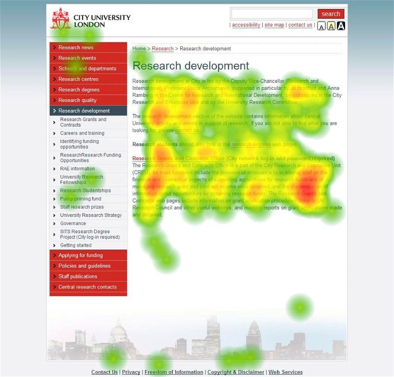 heatmap web universidad de Londres