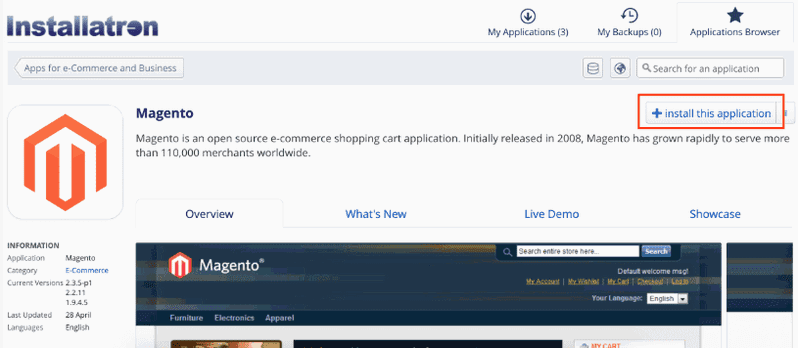 Magento installatron