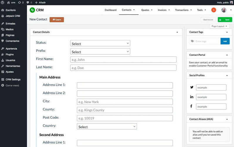 Jetpack CRM Formularios