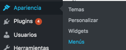 Acceder a Apariencia - Menús en WordPress