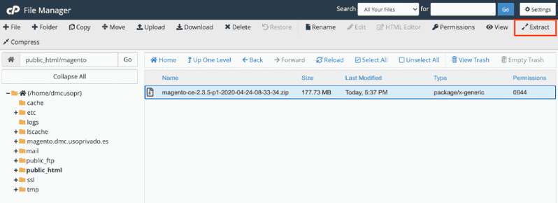 Descomprimir imagen en Magento