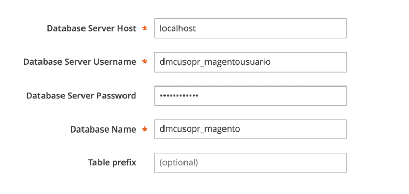 Configurar base de datos en Magento