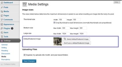 plugin imagen predefinida wordpress