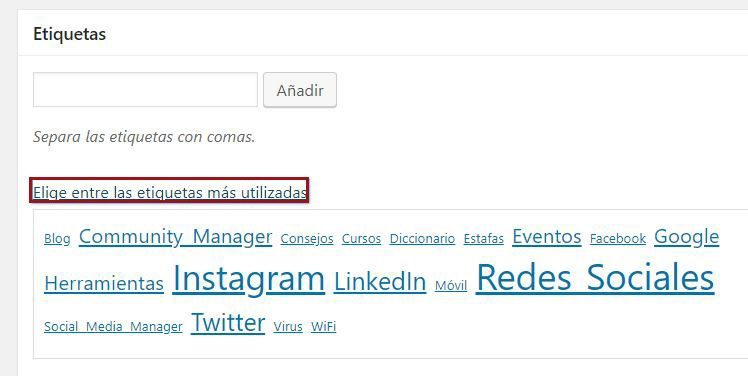 Añadir etiquetas a tu post