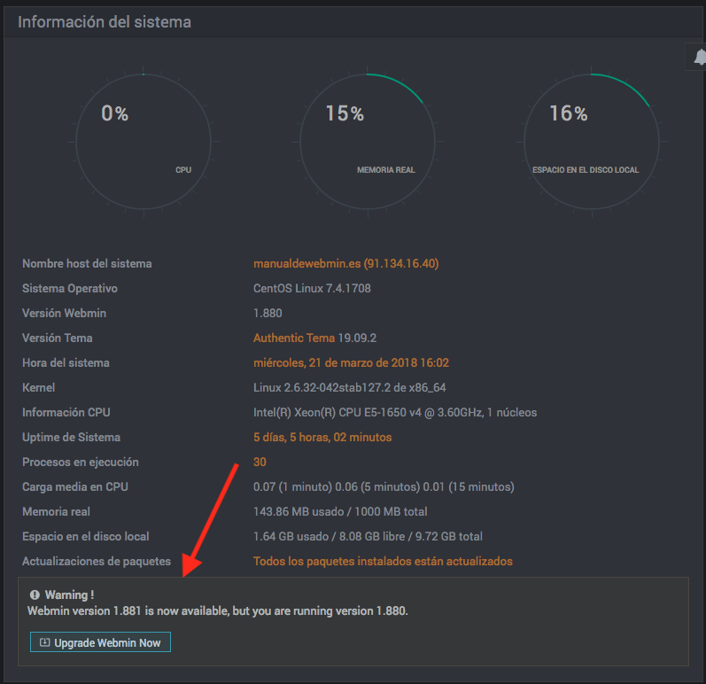 Como actualizar webmin - paso 3