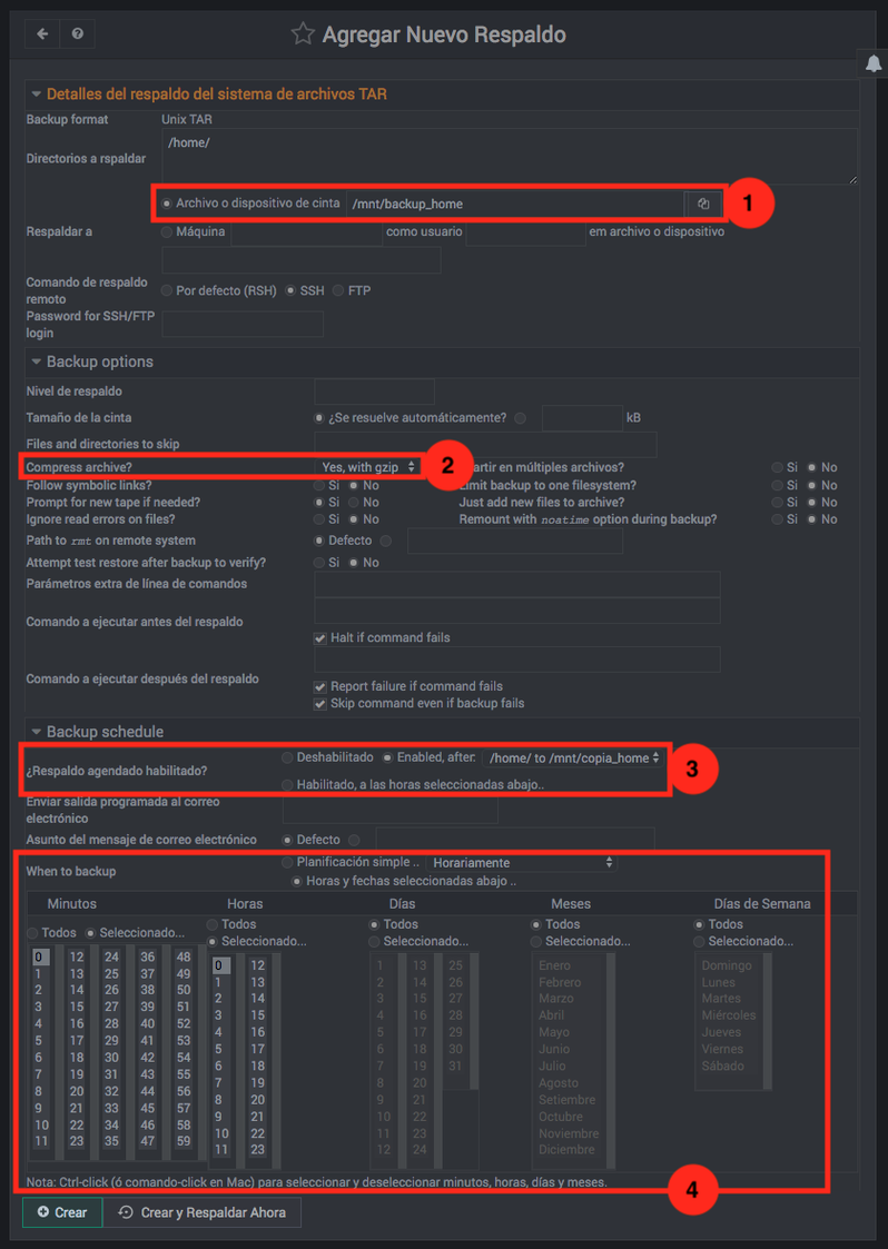 Como hacer una copia de seguridad programada de tus archivos en Webmin - paso 2