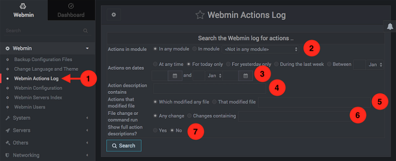 Como ver el log de acciones de Webmin - Paso 1