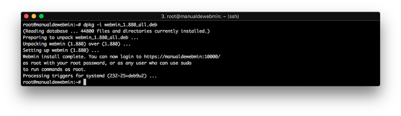 Instalar Webmin en Debian 9 stretch - Paso 6 - Terminar instalación