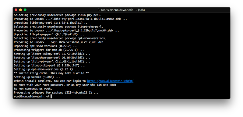 Instalar Webmin en Ubuntu 16.04 - Paso 5 - Instalacion terminada