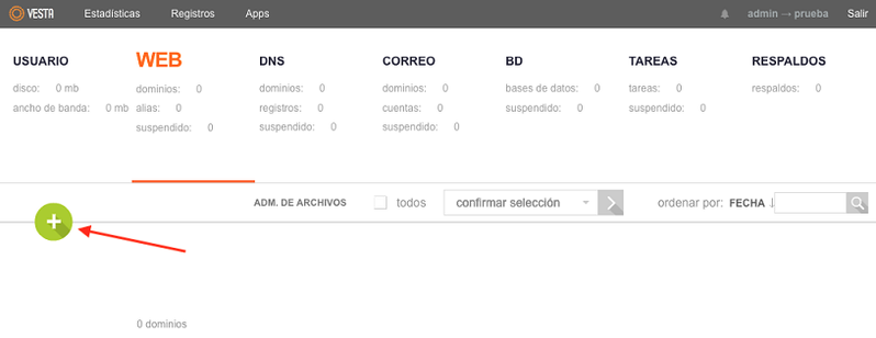 Agregar dominio en vestacp 2