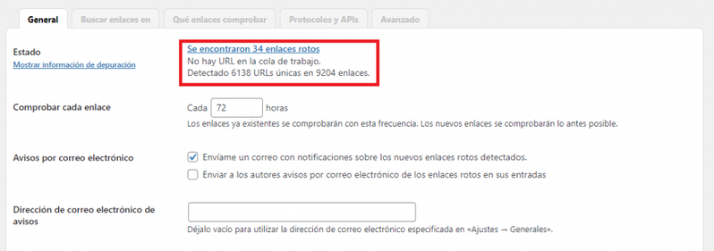 broken link checker status