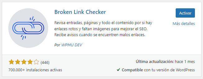 instalar broken link checker wordpress