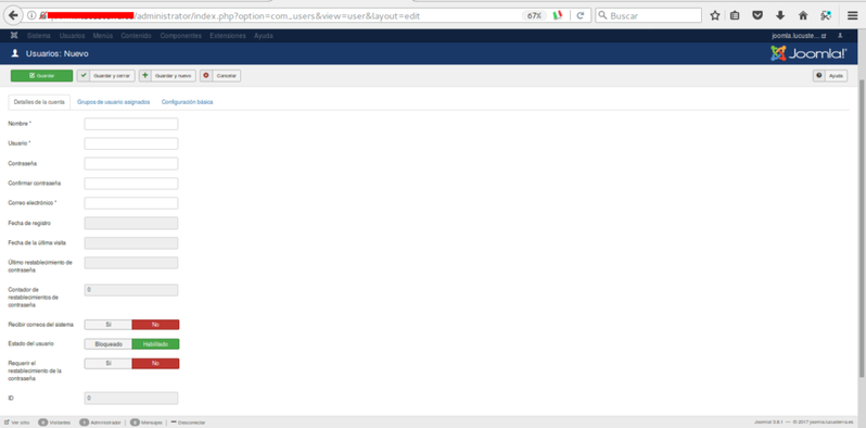 Administrar usuarios en Joomla parte 1