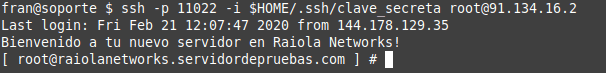 comrpobar acceso ssh