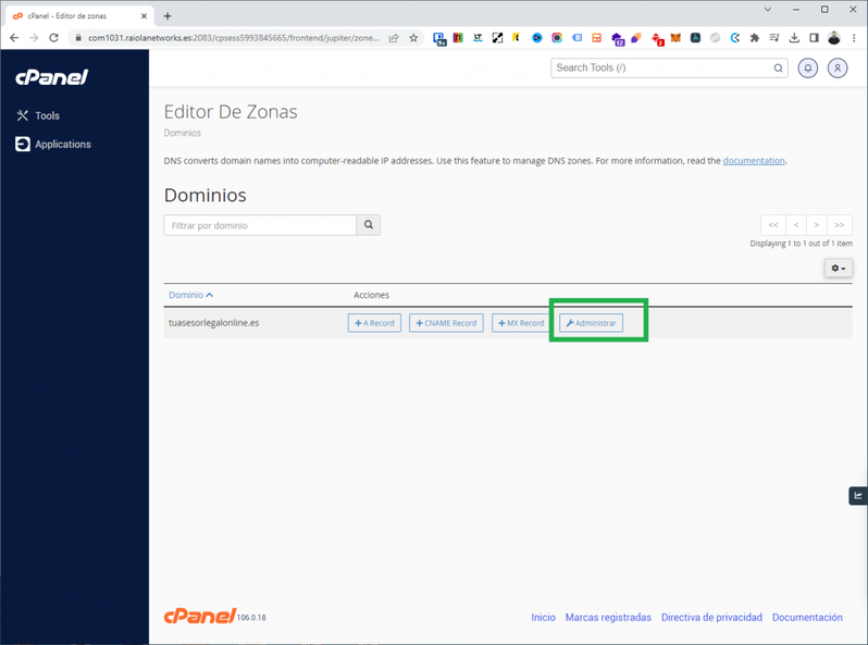 zone editor dns sitio web