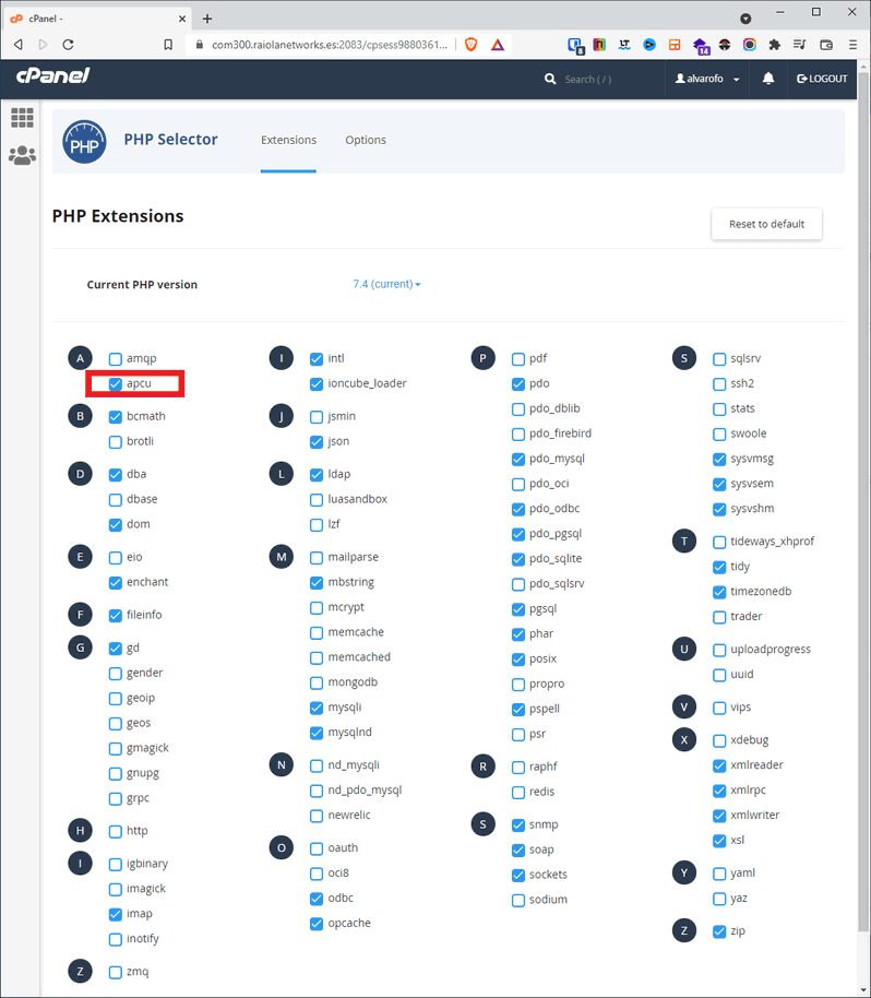 configurar wordpress apcu