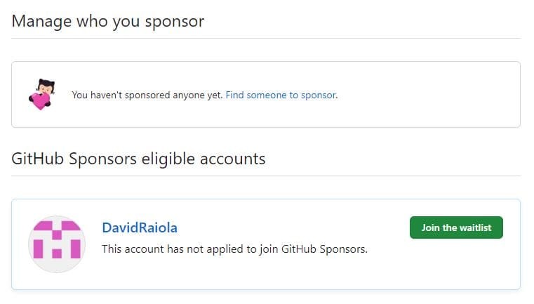 Puedes apoyar económicamente a otros desarrolladores u organizaciones gracias a GitHub Sponsors.
