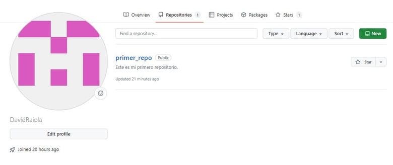 En la sección "Your repositories" tendrás una lista de tus repositorios de GitHub.