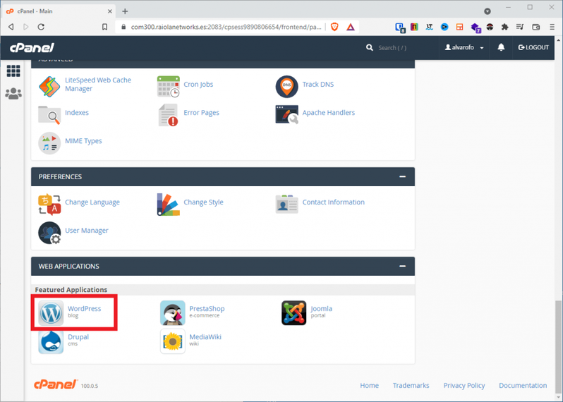 Instalación de WordPress desde cPanel