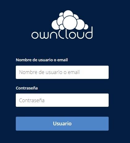 Pantalla de login de OnwCloud