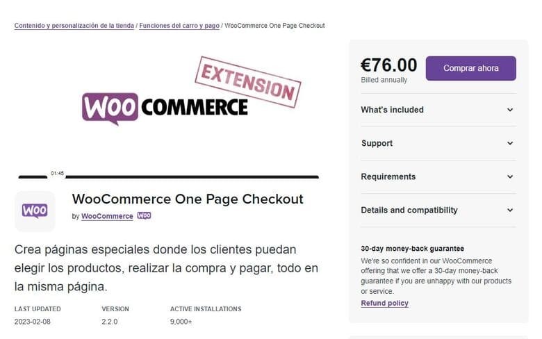 WooCommerce One Page Checkout es un plugin oficial de WooCommerce para simplificar el proceso de compra de tu tienda online.
