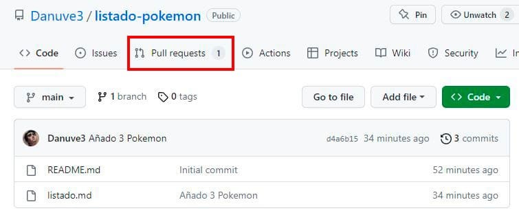 Puedes consultar las solicitudes de "pull request" en tu repositorio.