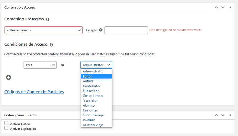 usuarios acceso wordpress