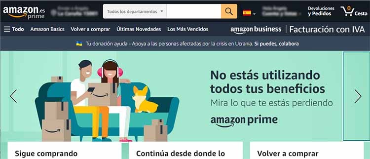 Carrusel de productos y servicios de Amazon