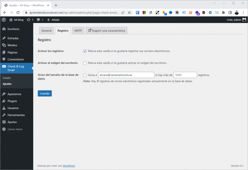 dirección de correo wp mail smtp